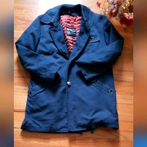 Vintage HARBOR MASTER John Weitz Sz 40R Zip Out Lined RED Trench Coat Jacket